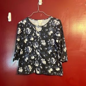 rebecca malone petite size PM blue floral blouse